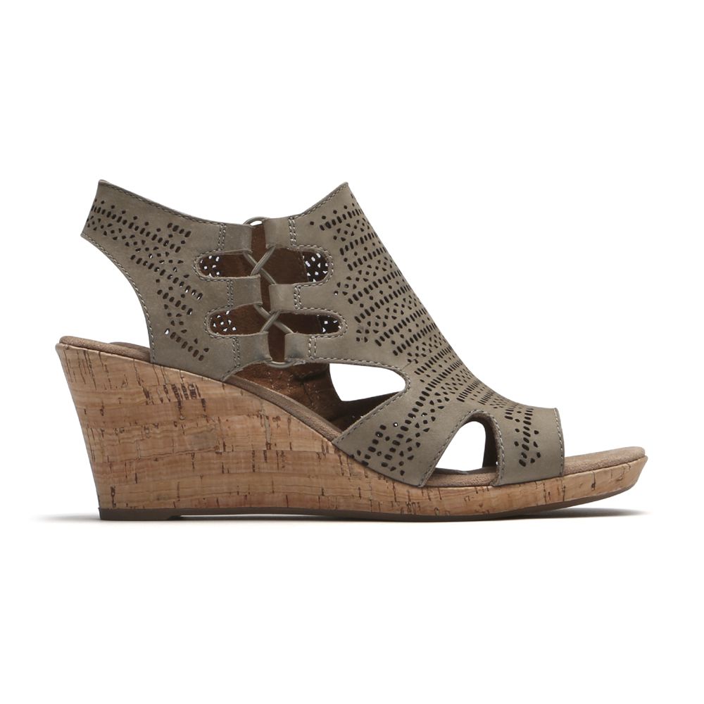 Sandálias Rockport Cobb Hill Janna Wedge Senhora - Verde Oliva ( 904-IZXVGC )